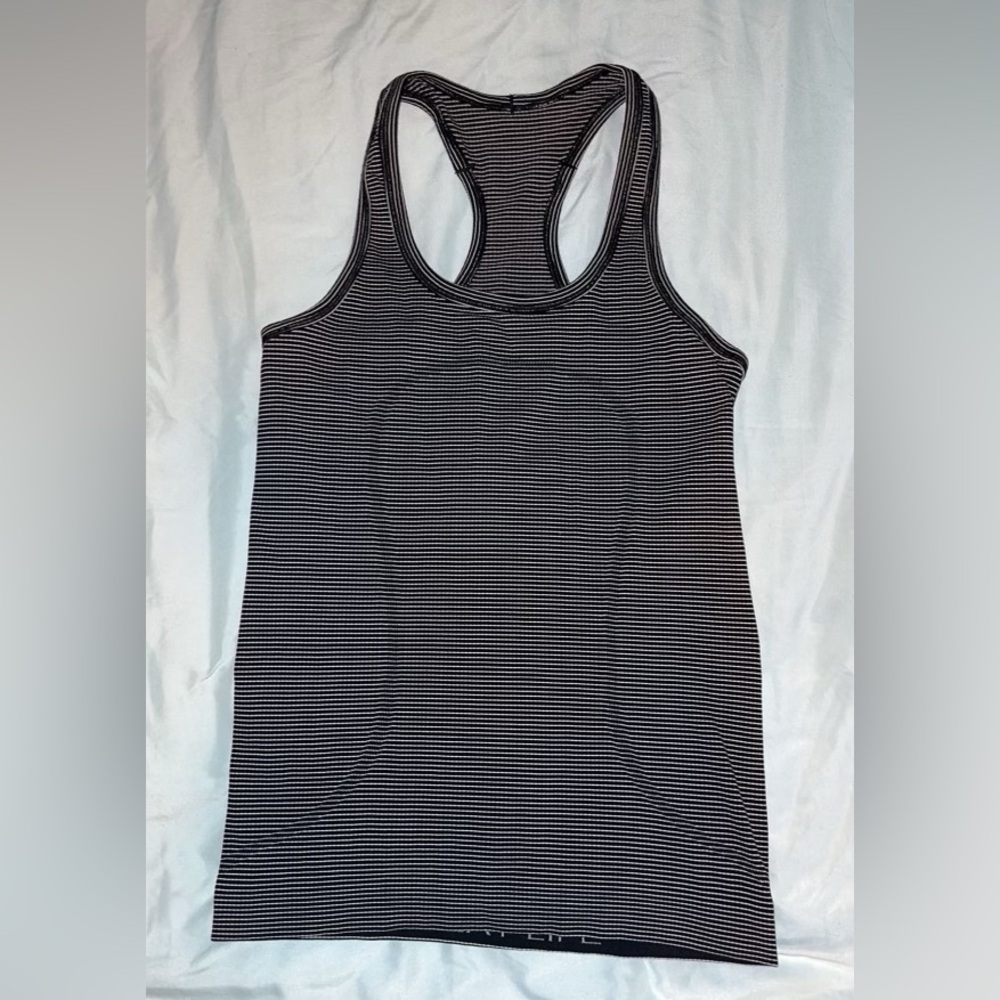 Lululemon black and white striped tank